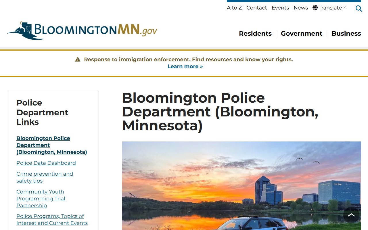 Bloomington Police Department website for jail roster information