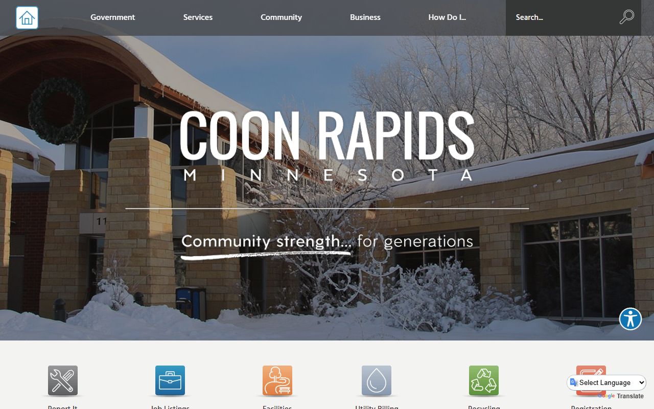 Coon Rapids city website with police and jail roster information