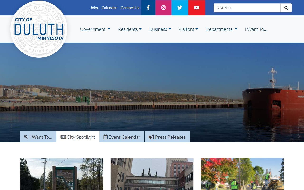 Duluth city website with police and jail roster resources