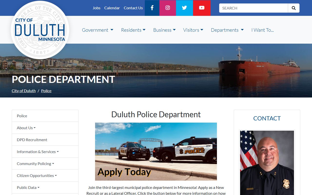 Duluth Police Department website for jail roster searches