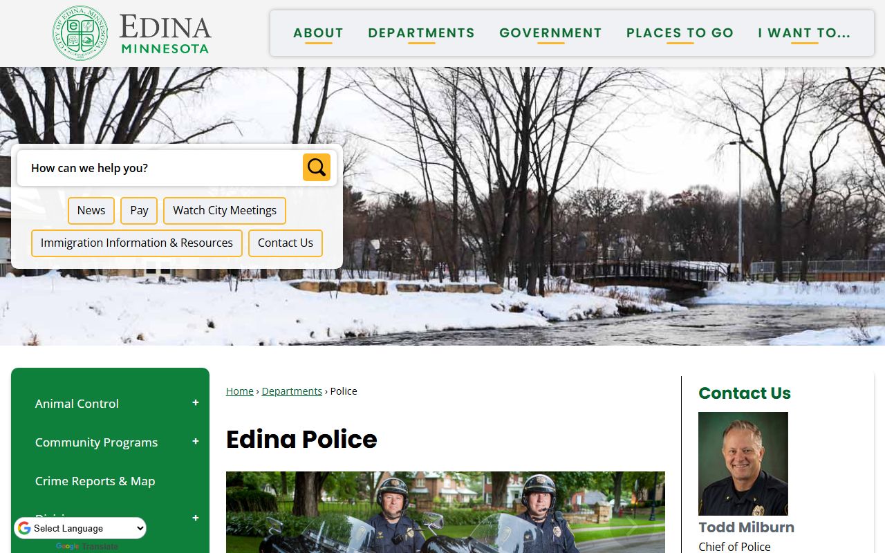 Edina Police Department website for jail roster lookups