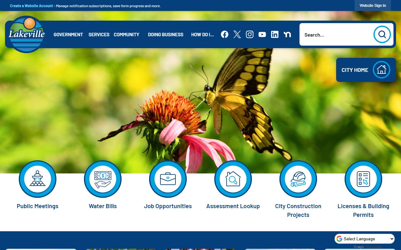 Lakeville city website with police and jail roster information