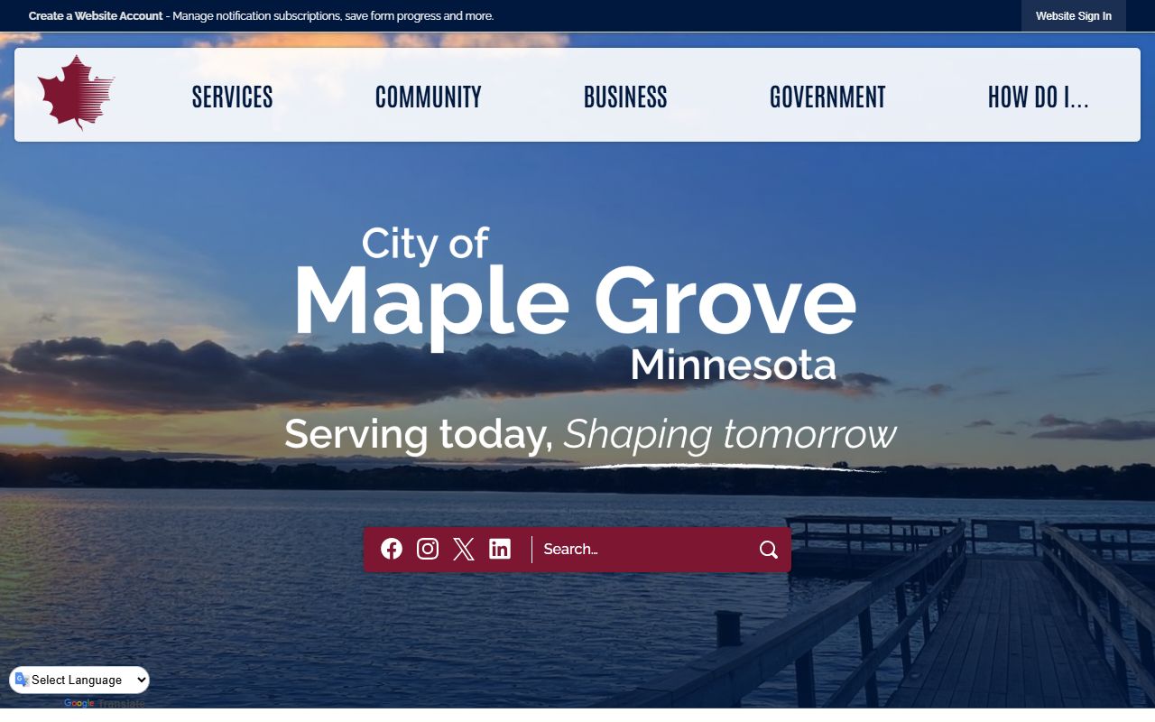 Maple Grove city website with police and jail roster links