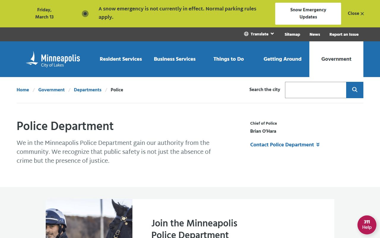 Minneapolis Police Department website for jail roster information