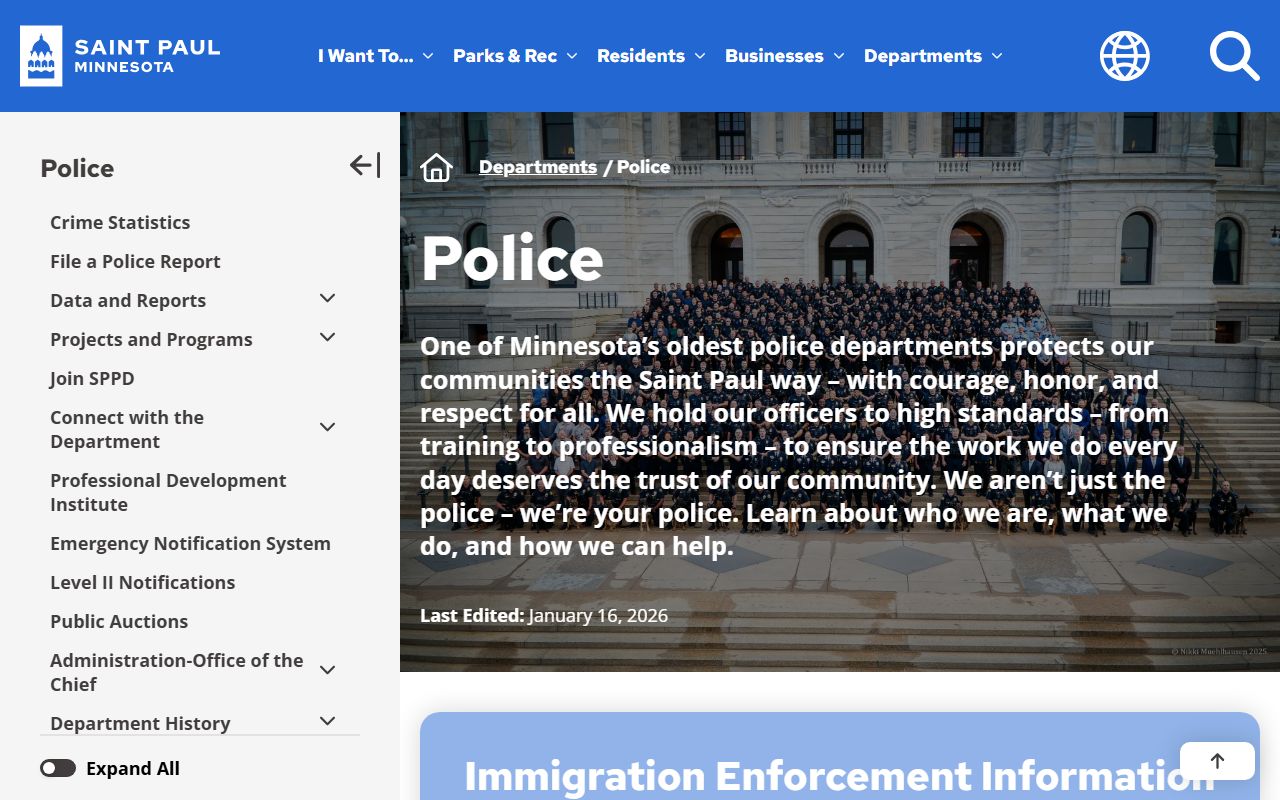 St. Paul Police Department website for jail roster lookups