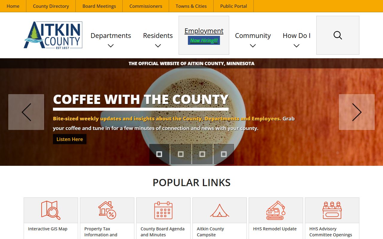 Aitkin County website showing jail roster information