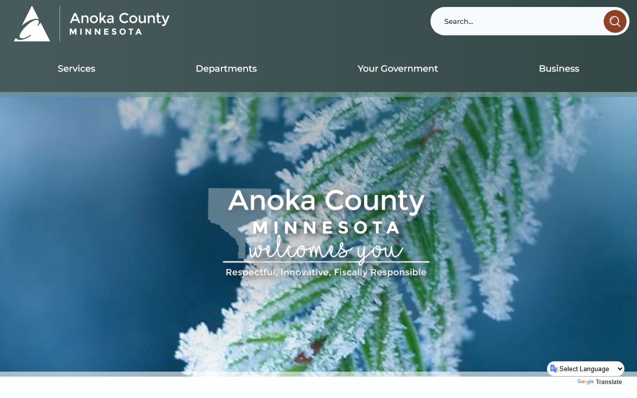 Anoka County website with jail roster and inmate search links