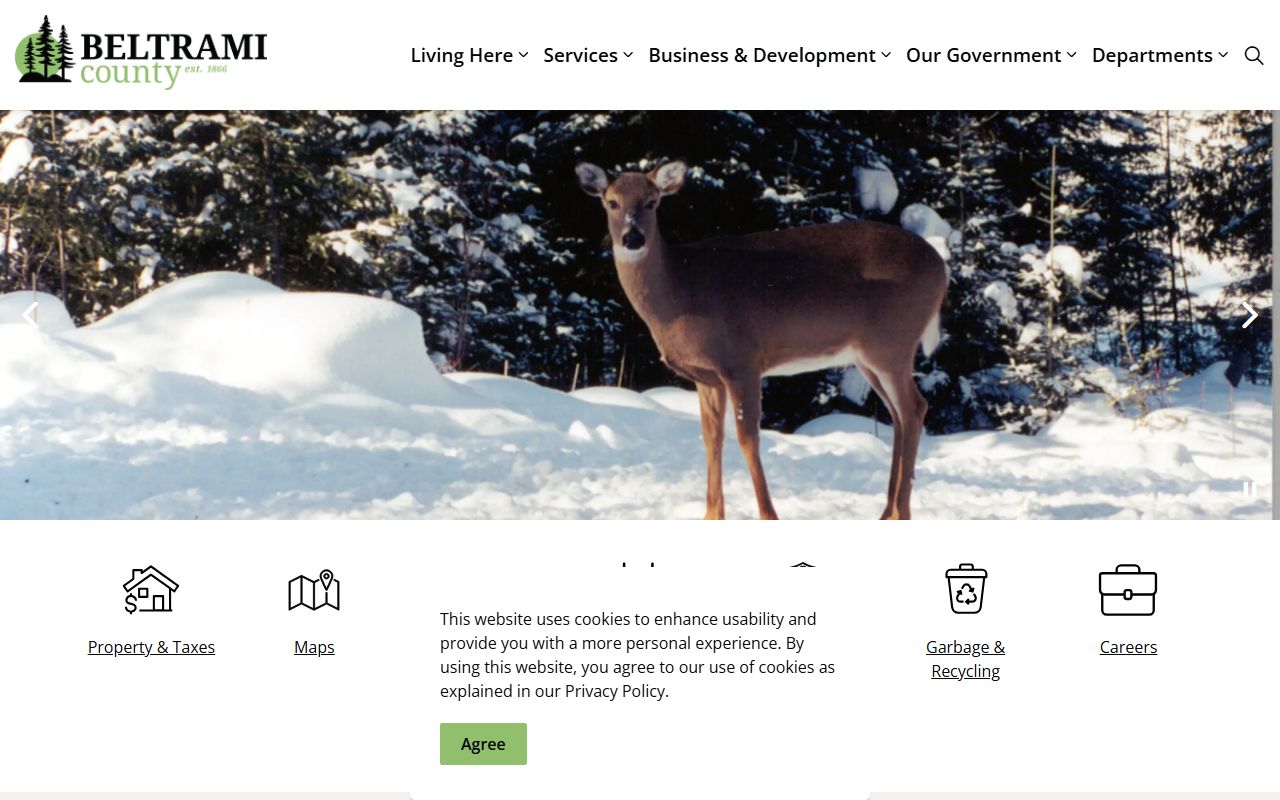Beltrami County website with links to jail roster and sheriff information