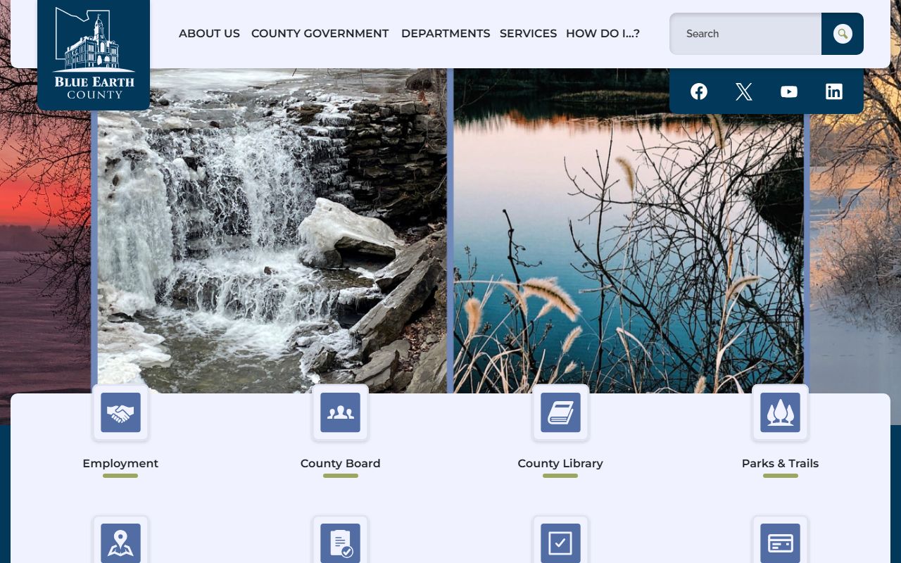 Blue Earth County website with jail roster and sheriff information