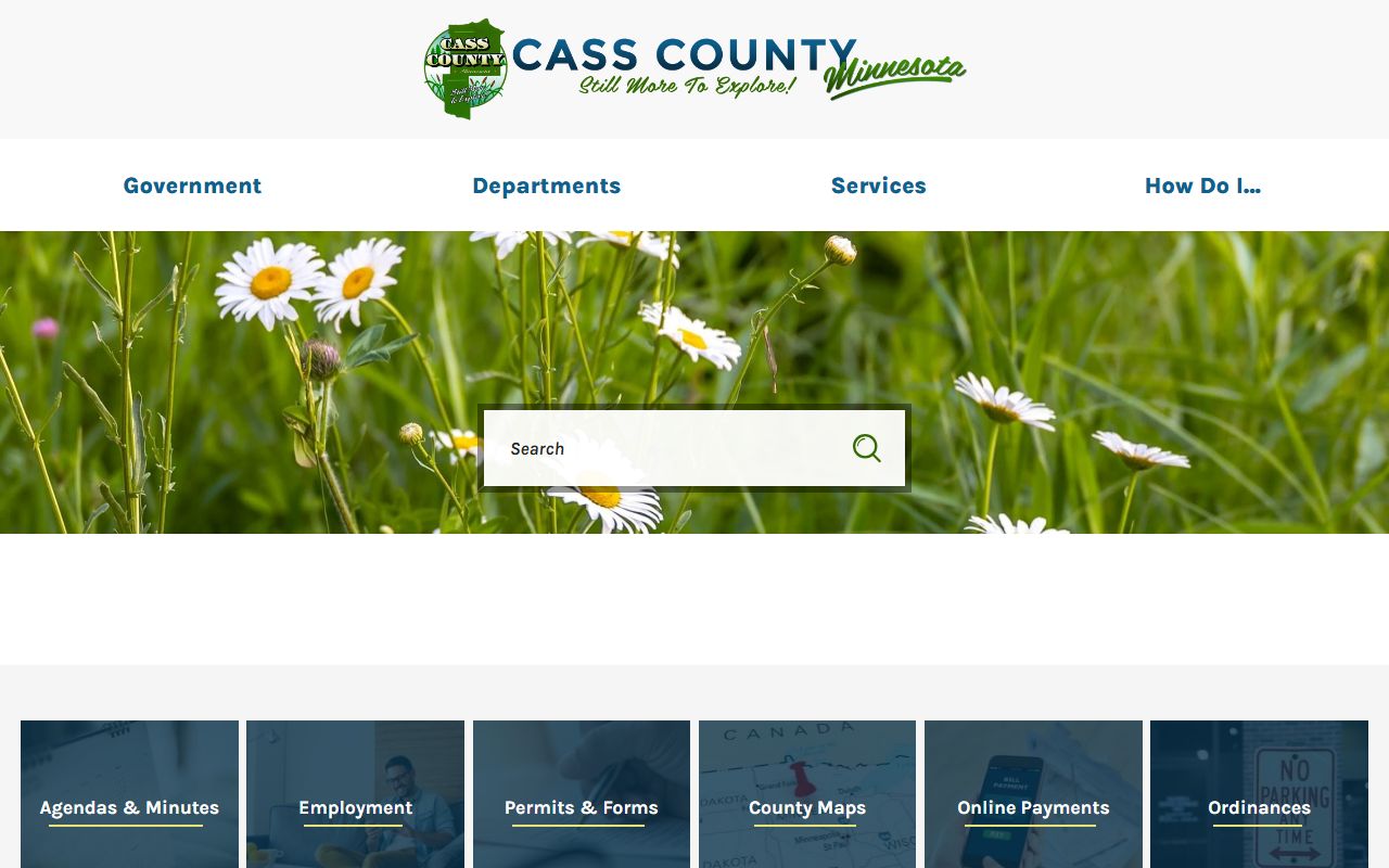 Cass County website homepage for jail roster access