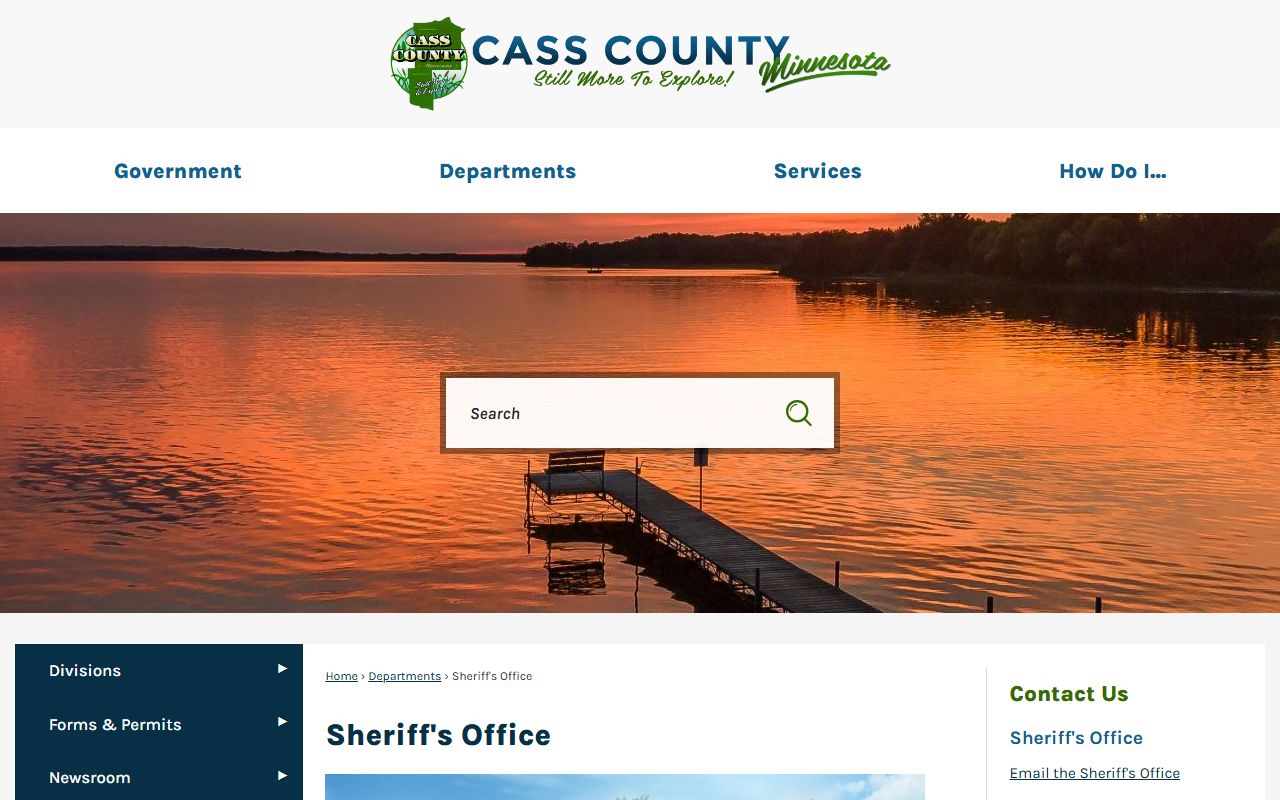 Cass County Sheriff's Office page for jail roster and law enforcement services