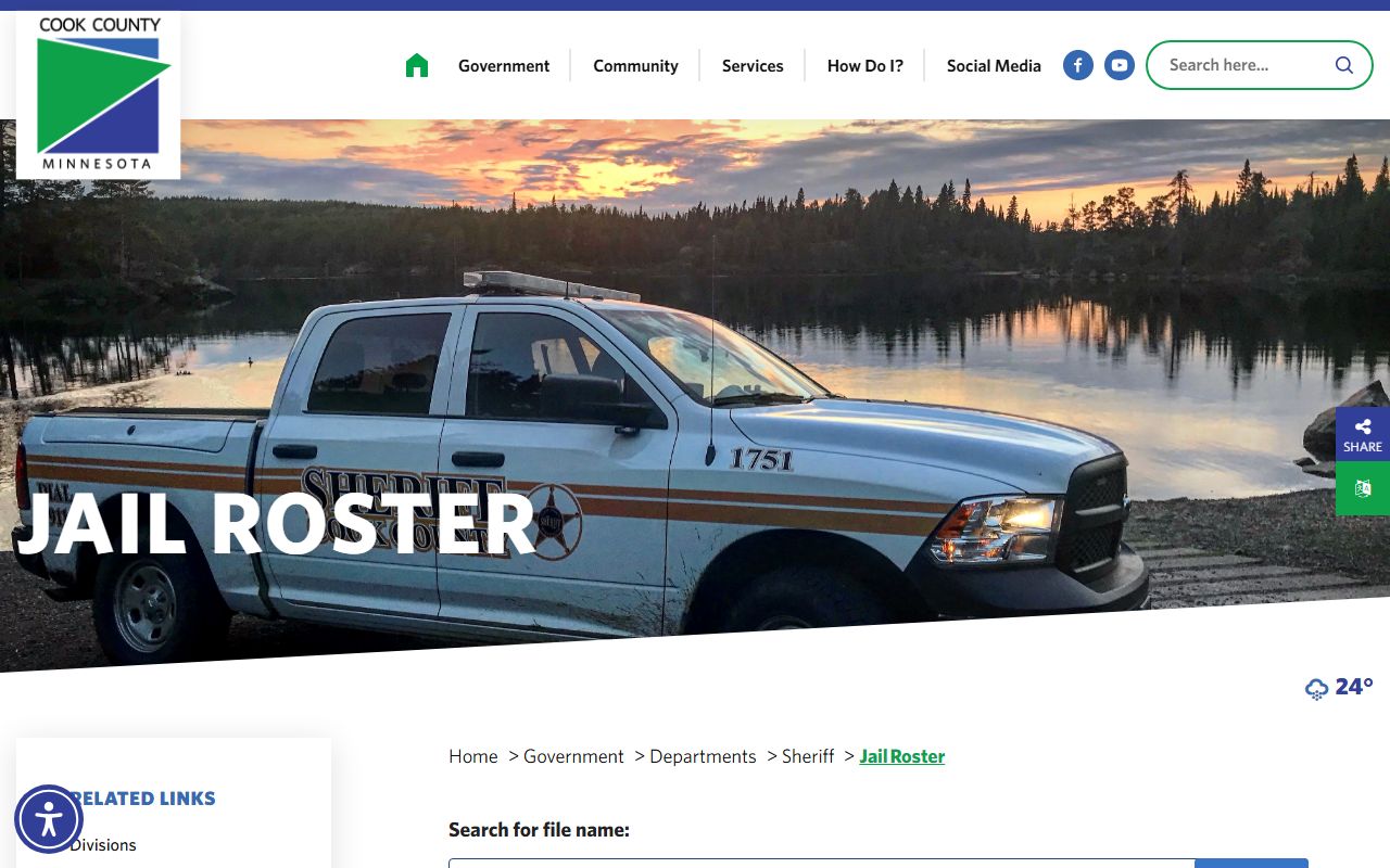 Cook County jail roster page showing current inmates in custody
