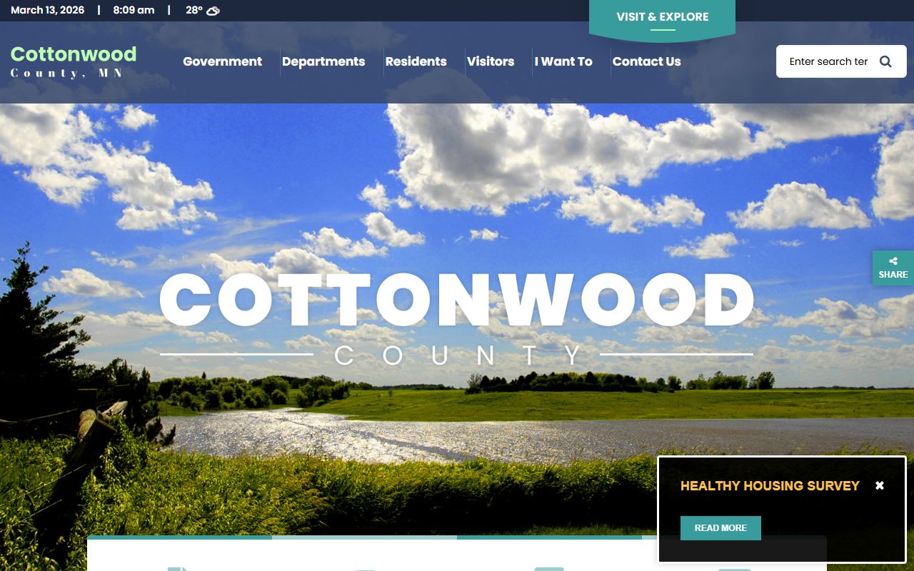 Cottonwood County government website for jail roster and county services