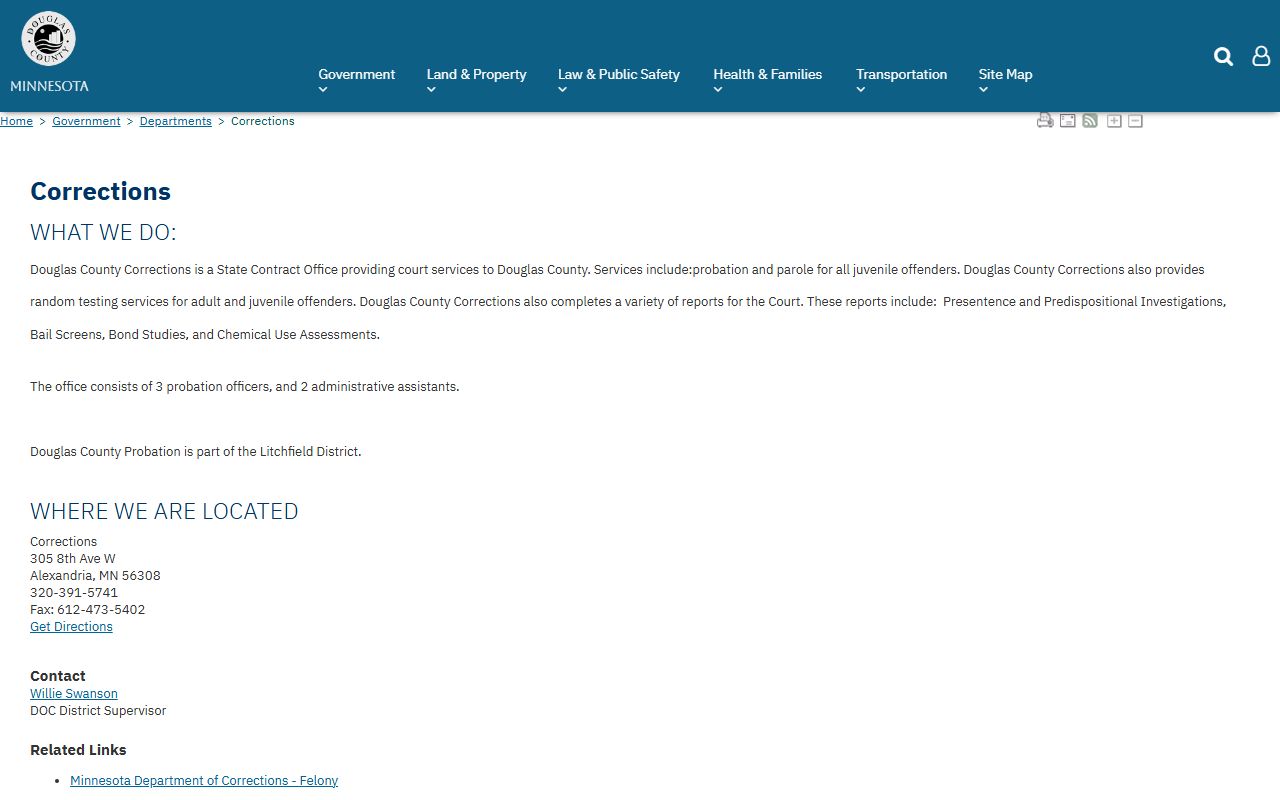 Douglas County corrections and public safety page