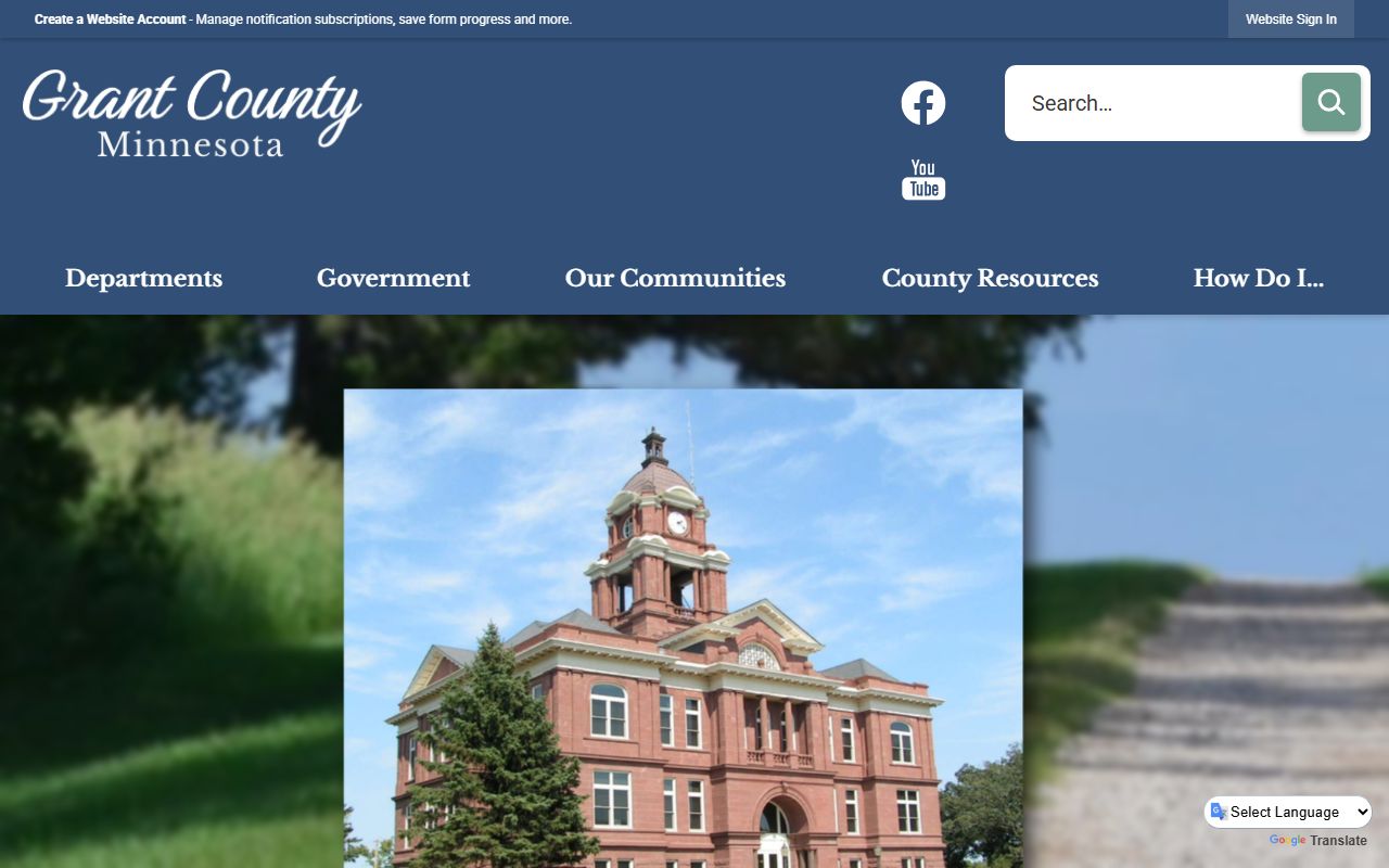 Grant County website with sheriff's office and jail roster information