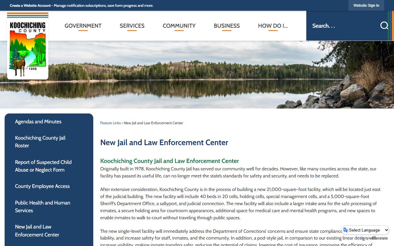 Koochiching County new jail and law enforcement center project details