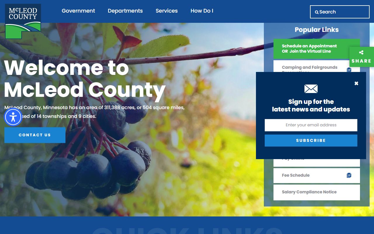 McLeod County website with access to jail roster information