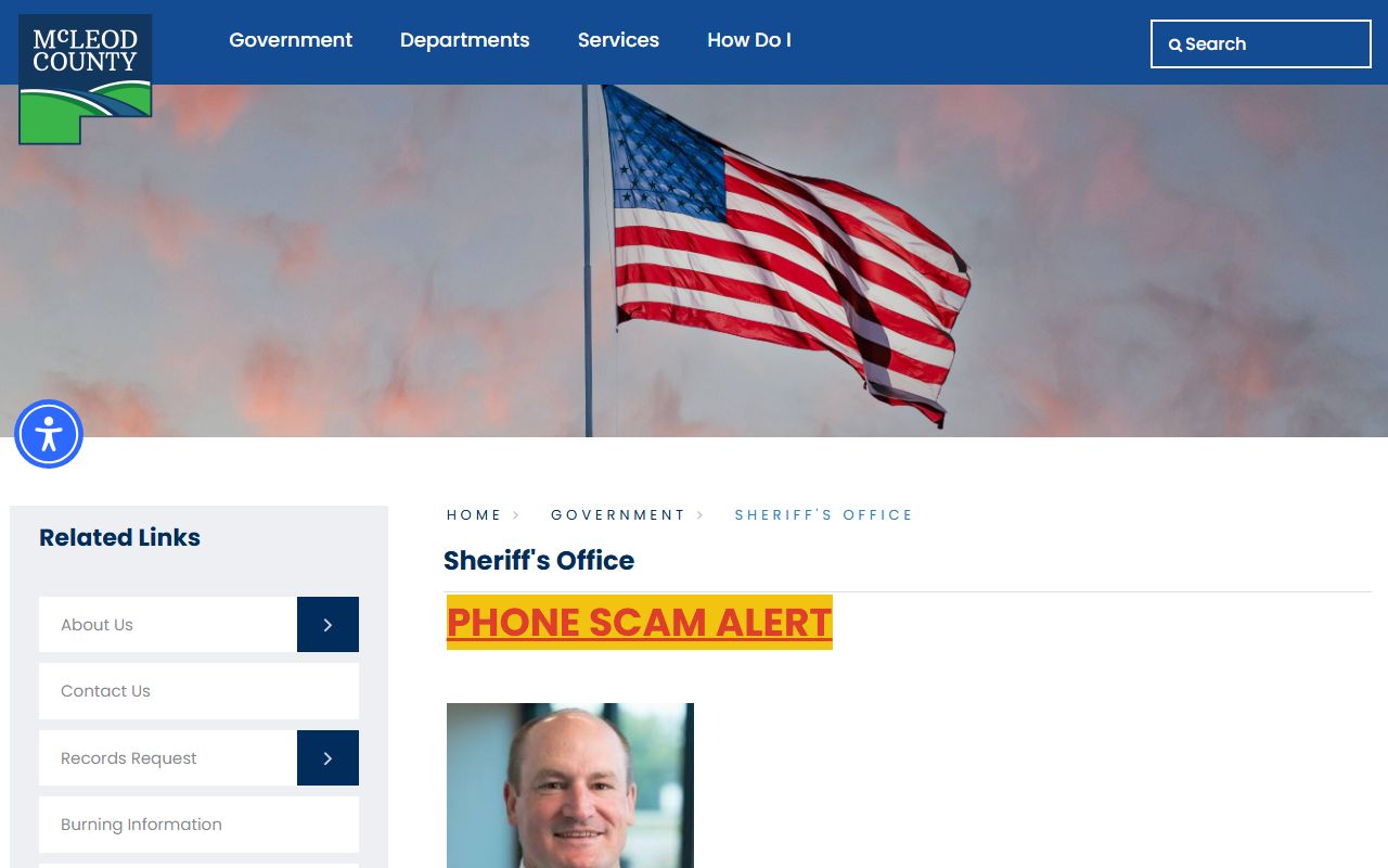McLeod County Sheriff's Office page for jail roster and law enforcement
