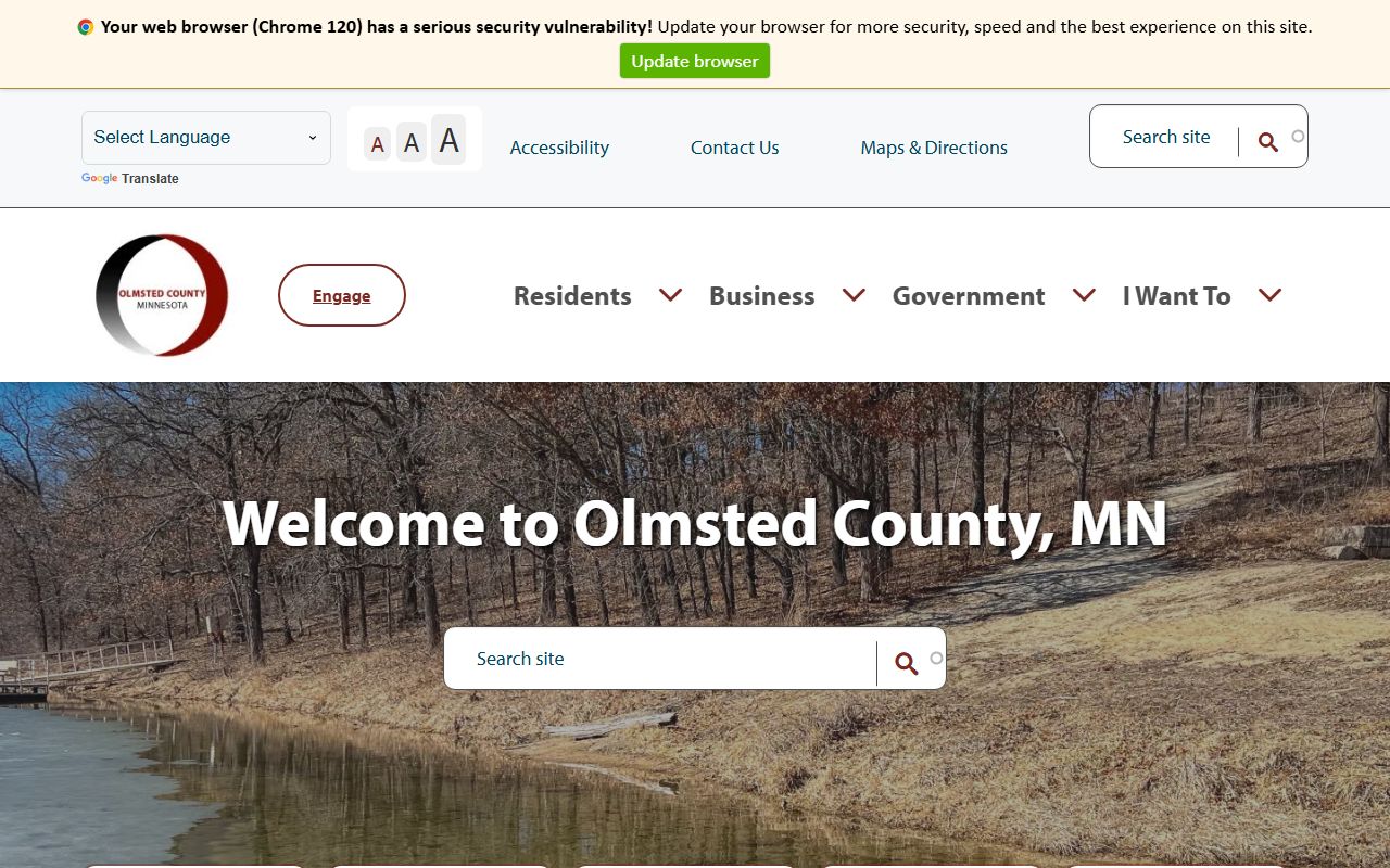 Olmsted County website with jail roster access