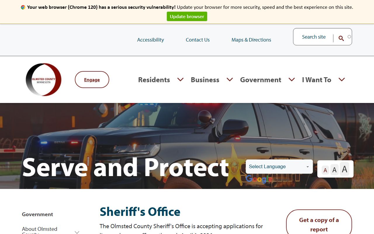 Olmsted County Sheriff's Office website for Rochester jail roster