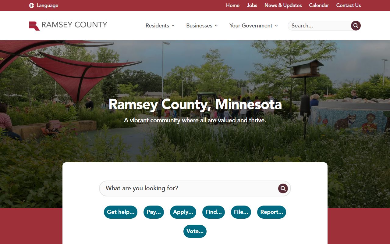 Ramsey County website showing jail roster access
