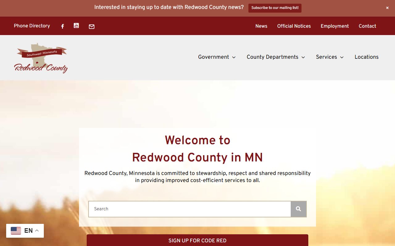 Redwood County website with jail roster related information