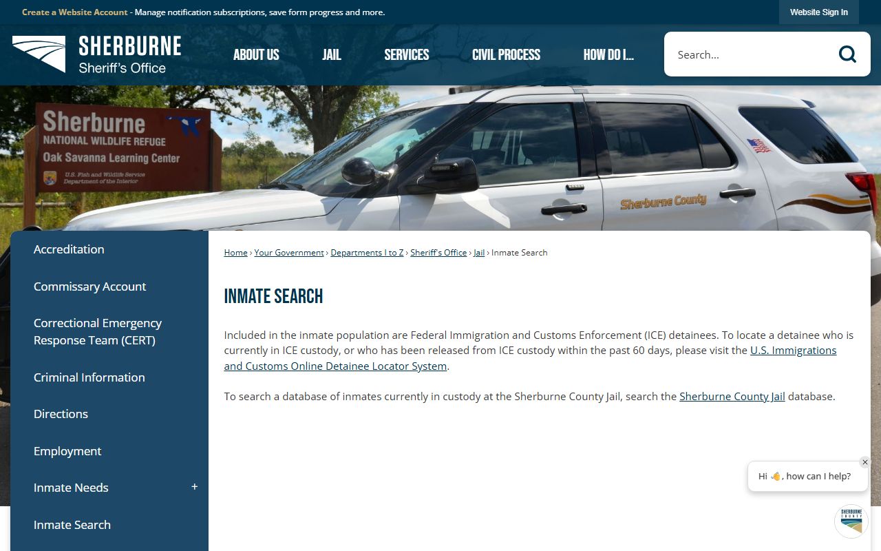 Sherburne County inmate search tool for jail roster lookups