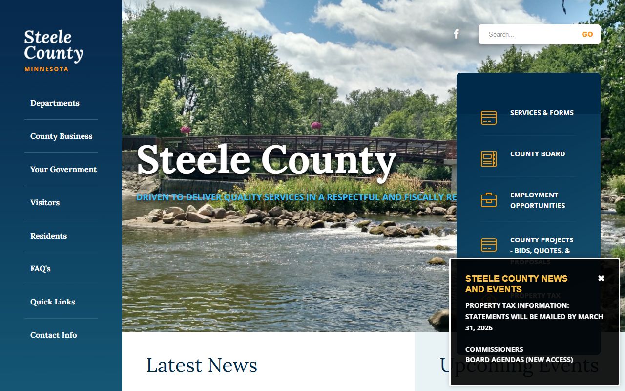 Steele County website with jail roster and detention center access