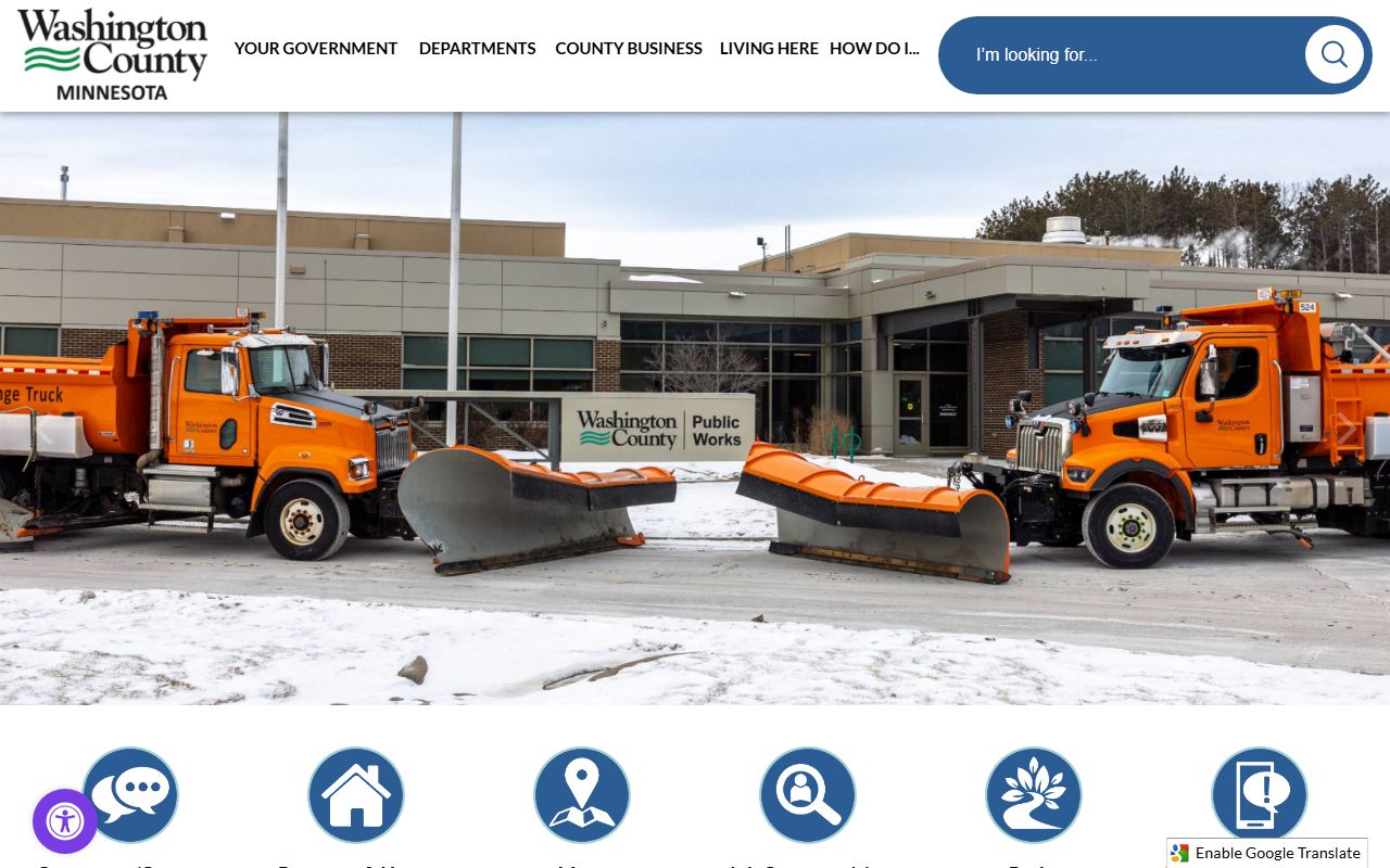 Washington County website with links to jail roster and sheriff's office