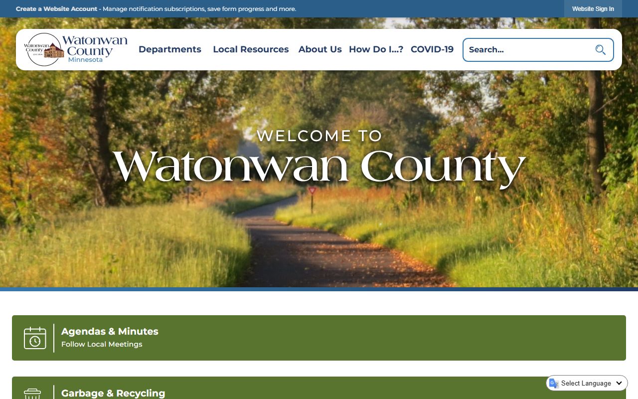 Watonwan County website with sheriff's office and jail roster information