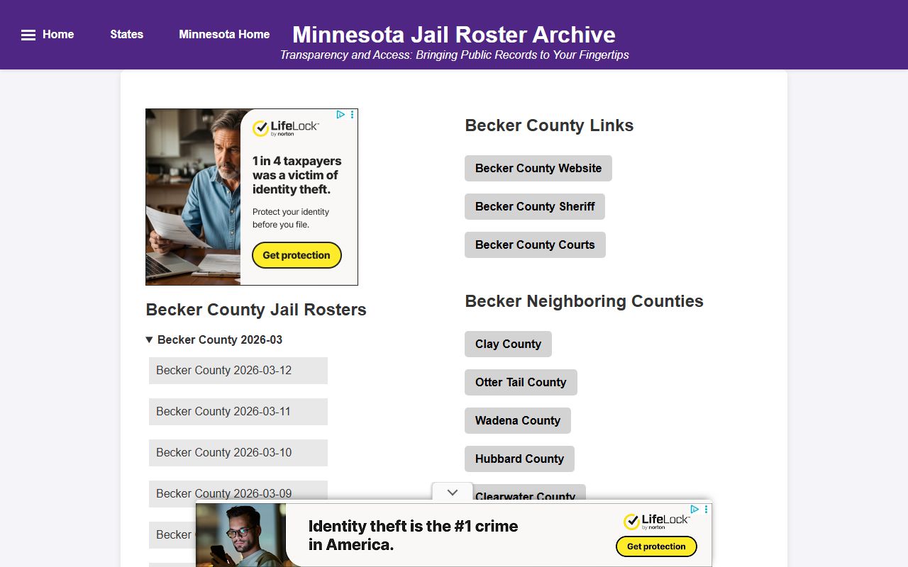 Minnesota jail roster search portal for all counties